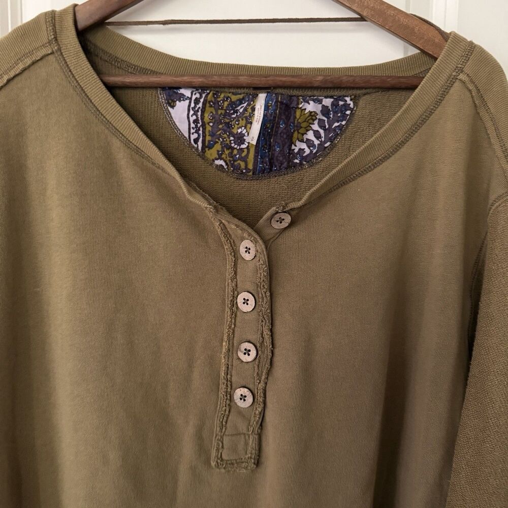 Free People Cool Baby Pullover Small Henley Boho Festival Oversized - Picture 7 of 12